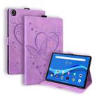 For Lenovo Tab M10 Plus TB-X606F TB-X606X Love Butterfly Pattern Horizontal Flip Leather Case with Holder(Purple) - 1