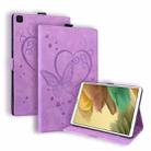 For Samsung Galaxy Tab A7 Lite T220 T225 Love Butterfly Pattern Horizontal Flip Leather Case with Holder(Purple) - 1