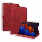 For Samsung Tab S7+ T970 T976B Love Butterfly Pattern Horizontal Flip Leather Case with Holder(Red) - 1