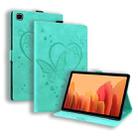 For Samsung Galaxy Tab A7 10.4 (2020) SM-T500 SM-T505 Love Butterfly Pattern Horizontal Flip Leather Case with Holder(Green) - 1