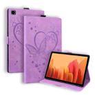 For Samsung Galaxy Tab A7 10.4 (2020) SM-T500 SM-T505 Love Butterfly Pattern Horizontal Flip Leather Case with Holder(Purple) - 1