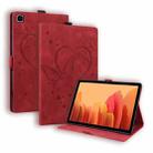 For Samsung Galaxy Tab A7 10.4 (2020) SM-T500 SM-T505 Love Butterfly Pattern Horizontal Flip Leather Case with Holder(Red) - 1