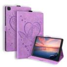 For Samsung Galaxy Tab A 8.0 (2019) SM-T290 SM-T295 Love Butterfly Pattern Horizontal Flip Leather Case with Holder(Purple) - 1