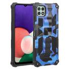 For Samsung Galaxy A22 5G Camouflage Armor Shockproof TPU + PC Magnetic Protective Case with Holder(Blue) - 1