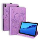 For Huawei MediaPad C5 / M5 10.1 Love Butterfly Pattern Horizontal Flip Leather Case with Holder(Purple) - 1