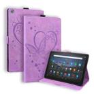 For Amazon Fire HD 8 (2015/2016/2017/2018) Love Butterfly Pattern Horizontal Flip Leather Case with Holder & Sleep / Wake-up Function(Purple) - 1