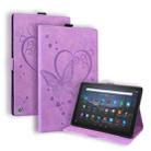 For Amazon Fire HD 8 (2020) Love Butterfly Pattern Horizontal Flip Leather Case with Holder & Sleep / Wake-up Function(Purple) - 1