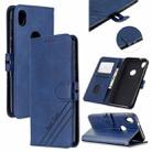 For Motorola Moto E6 Stitching Style 2-Color Cow Texture Horizontal Flip PU Leather Case with Holder & Card Slot & Lanyard(Blue) - 1