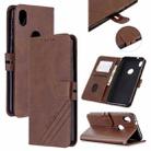 For Motorola Moto E6 Stitching Style 2-Color Cow Texture Horizontal Flip PU Leather Case with Holder & Card Slot & Lanyard(Brown) - 1