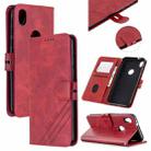 For Motorola Moto E6 Stitching Style 2-Color Cow Texture Horizontal Flip PU Leather Case with Holder & Card Slot & Lanyard(Red) - 1