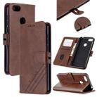 For Motorola Moto E6 Play Stitching Style 2-Color Cow Texture Horizontal Flip PU Leather Case with Holder & Card Slot & Lanyard(Brown) - 1