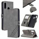 For Motorola Moto E6 Plus Stitching Style 2-Color Cow Texture Horizontal Flip PU Leather Case with Holder & Card Slot & Lanyard(Gray) - 1