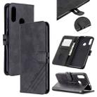 For Motorola Moto E6 Plus Stitching Style 2-Color Cow Texture Horizontal Flip PU Leather Case with Holder & Card Slot & Lanyard(Black) - 1