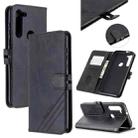 For Motorola Moto G8 Stitching Style 2-Color Cow Texture Horizontal Flip PU Leather Case with Holder & Card Slot & Lanyard(Black) - 1