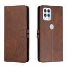For Motorola Edge S Stitching Style 2-Color Cow Texture Horizontal Flip PU Leather Case with Holder & Card Slot & Lanyard(Brown) - 1