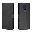 For Motorola Moto G Play 2021 Stitching Style 2-Color Cow Texture Horizontal Flip PU Leather Case with Holder & Card Slot & Lanyard(Black) - 1