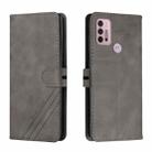 For Motorola Moto G10 / G30 Stitching Style 2-Color Cow Texture Horizontal Flip PU Leather Case with Holder & Card Slot & Lanyard(Gray) - 1