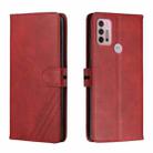 For Motorola Moto G10 / G30 Stitching Style 2-Color Cow Texture Horizontal Flip PU Leather Case with Holder & Card Slot & Lanyard(Red) - 1