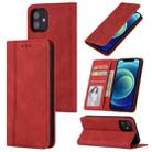 For iPhone 11 Pro Skin Feel Pressure Line Magnetic Horizontal Flip Leather Case with Holder & Card Slot & Wallet & Photo Frame (Red) - 1