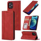 For iPhone 11 Pro Max Skin Feel Pressure Line Magnetic Horizontal Flip Leather Case with Holder & Card Slot & Wallet & Photo Frame (Red) - 1
