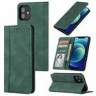 For iPhone 12 mini Skin Feel Pressure Line Magnetic Horizontal Flip Leather Case with Holder & Card Slot & Wallet & Photo Frame (Green) - 1