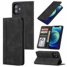 For iPhone 12 Pro Max Skin Feel Pressure Line Magnetic Horizontal Flip Leather Case with Holder & Card Slot & Wallet & Photo Frame(Black) - 1