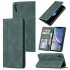 For iPhone X / XS Skin Feel Pressure Line Magnetic Horizontal Flip Leather Case with Holder & Card Slot & Wallet & Photo Frame(Green) - 1