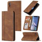 For iPhone X / XS Skin Feel Pressure Line Magnetic Horizontal Flip Leather Case with Holder & Card Slot & Wallet & Photo Frame(Brown) - 1