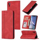 For iPhone XR Skin Feel Pressure Line Magnetic Horizontal Flip Leather Case with Holder & Card Slot & Wallet & Photo Frame(Red) - 1