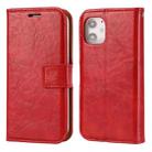 For iPhone 12 mini Crazy Horse Texture Detachable Magnetic Back Cover Horizontal Flip Leather Case with Holder & Card Slots & Photo Frame & Wallet (Red) - 1
