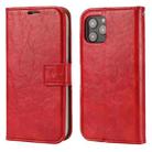 For iPhone 12 / 12 Pro Crazy Horse Texture Detachable Magnetic Back Cover Horizontal Flip Leather Case with Holder & Card Slots & Photo Frame & Wallet(Red) - 1