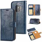 For Samsung Galaxy S9 Crazy Horse Texture Detachable Magnetic Back Cover Horizontal Flip Leather Case with Holder & Card Slots & Photo Frame & Wallet(Blue) - 1