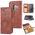 For Samsung Galaxy S9 Crazy Horse Texture Detachable Magnetic Back Cover Horizontal Flip Leather Case with Holder & Card Slots & Photo Frame & Wallet(Brown) - 1