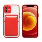 Skin Feel TPU + Frosted Translucent PC Shockproof Protective Case with Card Slot For iPhone 12 mini(Red) - 1