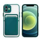 Skin Feel TPU + Frosted Translucent PC Shockproof Protective Case with Card Slot For iPhone 12(Deep Green) - 1