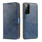 For Samsung Galaxy S21 5G Crazy Horse Texture Detachable Magnetic Back Cover Horizontal Flip Leather Case with Holder & Card Slots & Photo Frame & Wallet(Blue) - 1