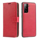 For Samsung Galaxy S21 5G Crazy Horse Texture Detachable Magnetic Back Cover Horizontal Flip Leather Case with Holder & Card Slots & Photo Frame & Wallet(Red) - 1