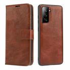 For Samsung Galaxy S21+ 5G Crazy Horse Texture Detachable Magnetic Back Cover Horizontal Flip Leather Case with Holder & Card Slots & Photo Frame & Wallet(Brown) - 1