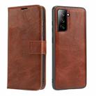 For Samsung Galaxy S21 Ultra 5G Crazy Horse Texture Detachable Magnetic Back Cover Horizontal Flip Leather Case with Holder & Card Slots & Photo Frame & Wallet(Brown) - 1