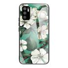 For Xiaomi Redmi Note 10 5G Colorful Painted Glass Shockproof Protective Case(White Flower) - 1