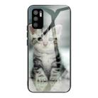 For Xiaomi Redmi Note 10 5G Colorful Painted Glass Shockproof Protective Case(Cute Cat) - 1