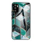 For Xiaomi Redmi Note 10 5G Abstract Marble Pattern Glass Protective Case(Rhombus Dark Green) - 1