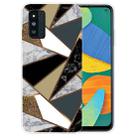 For Samsung Galaxy F52 5G Abstract Marble Pattern Glass Protective Case(Rhombus Golden) - 1