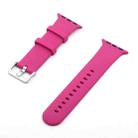 Silver Buckle Silicone Watch Band For Apple Watch Ultra 49mm&Watch Ultra 2 49mm / Series 9&8&7 45mm / SE 3&SE 2&6&SE&5&4 44mm / 3&2&1 42mm(Rose Red) - 1