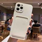 For iPhone 11 Imitation Liquid Silicone Straight Edge Shockproof Full Coverage Case with Card Slot (White) - 1