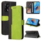 For OPPO A74 4G / F19 4G Business Stitching-Color Horizontal Flip PU Leather Case with Holder & Card Slots & Photo Frame & Lanyard(Green) - 1