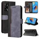 For OPPO A74 4G / F19 4G Business Stitching-Color Horizontal Flip PU Leather Case with Holder & Card Slots & Photo Frame & Lanyard(Grey) - 1