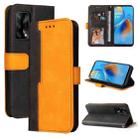 For OPPO A74 4G / F19 4G Business Stitching-Color Horizontal Flip PU Leather Case with Holder & Card Slots & Photo Frame & Lanyard(Orange) - 1