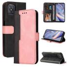 For OPPO A92S/A72 5G/A73 5G/A52 5G/Reno4 Z Business Stitching-Color Horizontal Flip PU Leather Case with Holder & Card Slots & Photo Frame & Lanyard(Pink) - 1