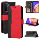 For OPPO A93 5G CN Version/A74 5G/A54 5G Business Stitching-Color Horizontal Flip PU Leather Case with Holder & Card Slots & Photo Frame & Lanyard(Red) - 1